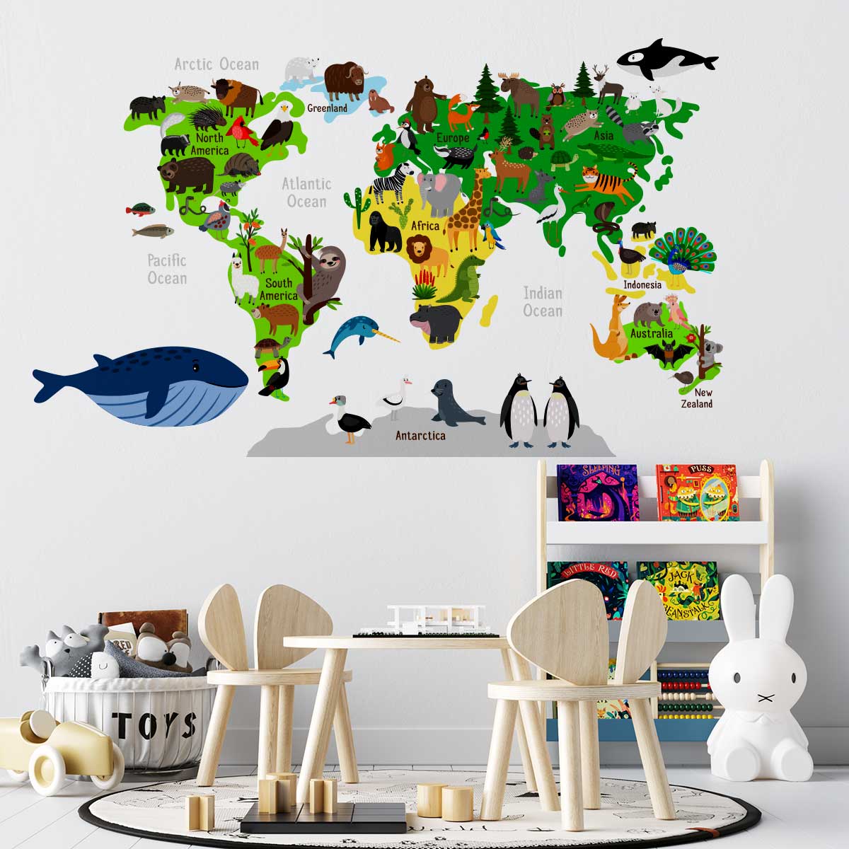 Vinilo de Mapamundi Infantil con Animales | Arkanta Colombia