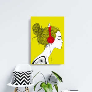 Cuadro Chica con Casco de Música