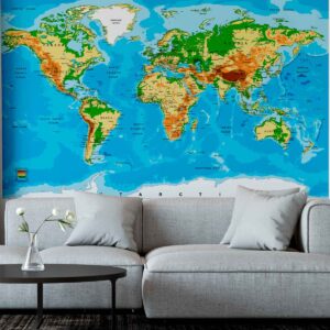 Fotomural de Mapamundi Topográfico