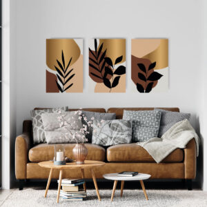 Tríptico Hojas Ornamentales Boho Chic