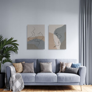 Díptico de Cuadros Abstractos de Líneas