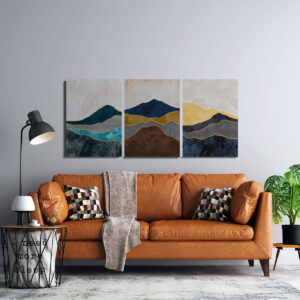Tríptico de Cuadros Abstractos Montañas