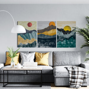 Tríptico de Cuadros Abstractos Montañas