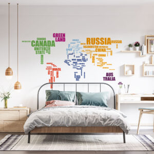 Vinilo Mapamundi con Nombres de Paises
