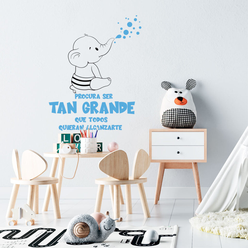 Vinilo Decorativo Infantil Elefante con Texto | Arkanta Colombia