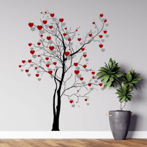 Vinilo Decorativo de Árbol con Corazones