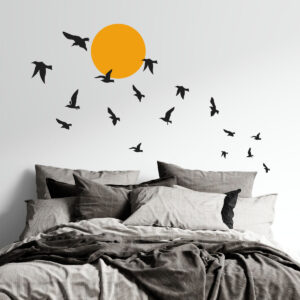 Vinilo Decorativo de Pájaros al Atardecer