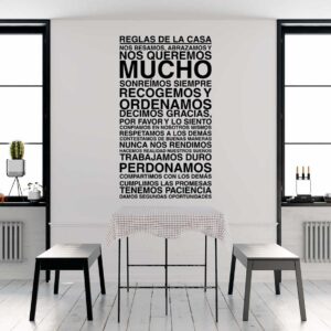 Vinilo Decorativo de Texto Reglas de la Casa