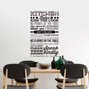 Vinilo Decorativo de Texto Reglas de la Cocina