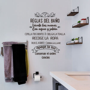Vinilo Decorativo de Texto Reglas del Baño
