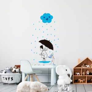 Vinilo Decorativo infantil Niña Bajo la Lluvia