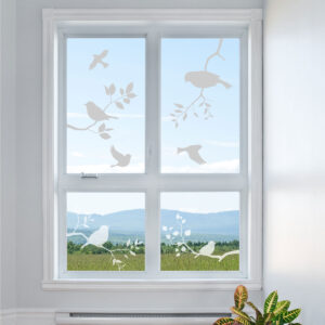 Vinilo Esmerilado Aves y Ramas