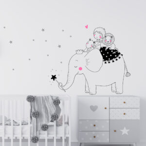 Vinilo Infantil de Elefante, Niño y Leo