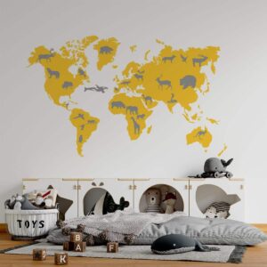 Vinilo Infantil de Mapamundi Animal