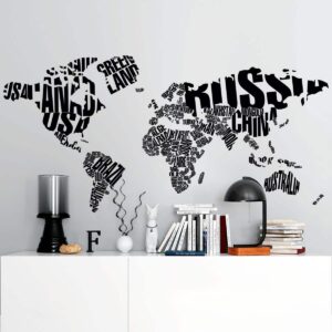 Vinilo Mapamundi Nombres de Países