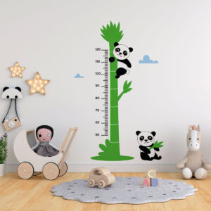 Vinilo Medidor Infantil con Bambú y Pandas