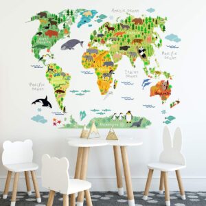Vinilo de Mapamundi Infantil con Animales