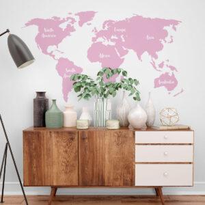 Vinilo de Mapamundi Minimalista con Continentes