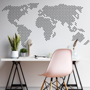 Vinilo de Mapamundi Minimalista en Puntos