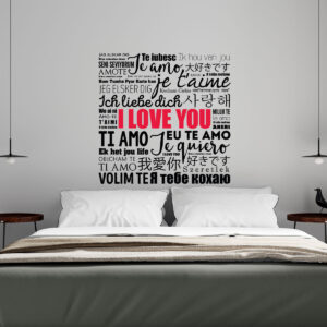 Vinilo de Texto Te Amo en Varios Idiomas