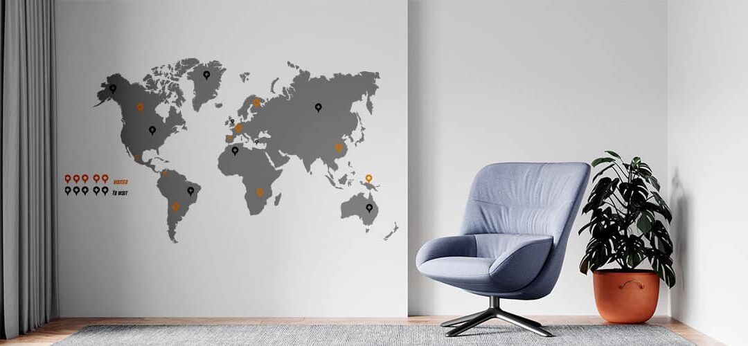 ¡Llena de estilo tus paredes con mapa mundi y sus continentes!